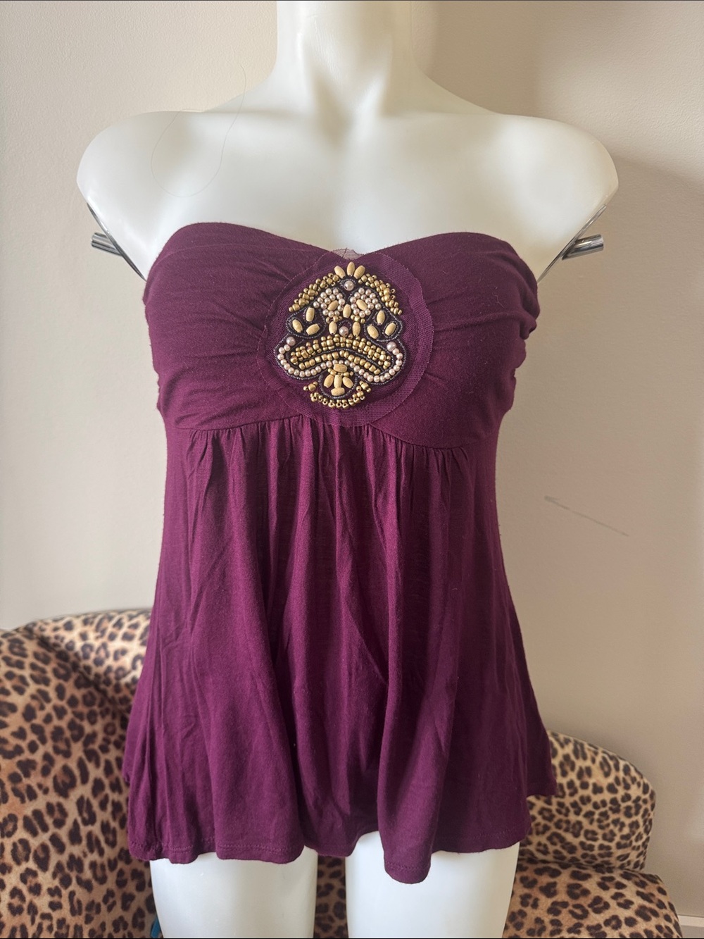 Kismet Y2K Plum Strapless Embellished Empire-Waist Camisole